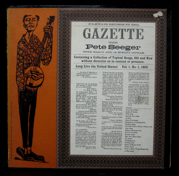 Pete Seeger The Gazette Vol 1 LP Mint- Vinyl FN 2501 Mono USA 1958 Folk - Shuga Records