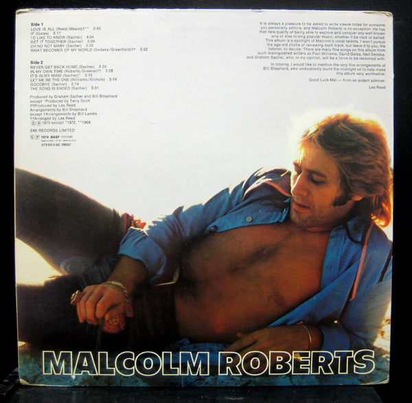 Malcolm Roberts Love Is All LP VG BASF BC 29567 Stereo Vinyl Record 1974 - Shuga Records