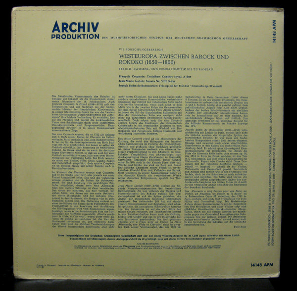 Camerata Hamburg Couperin/Leclair/Boismortier LP Mint- 14148 APM German Archiv - Shuga Records