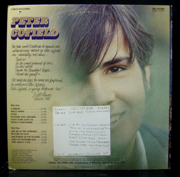 Peter Cofield LP Mint- CRL 757508 Coral Stereo USA Record 1968 Original Press - Shuga Records