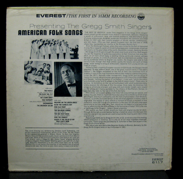 Gregg Smith Singers American Folk Songs LP VG+ LPBR 6117 Mono Everest USA 1964