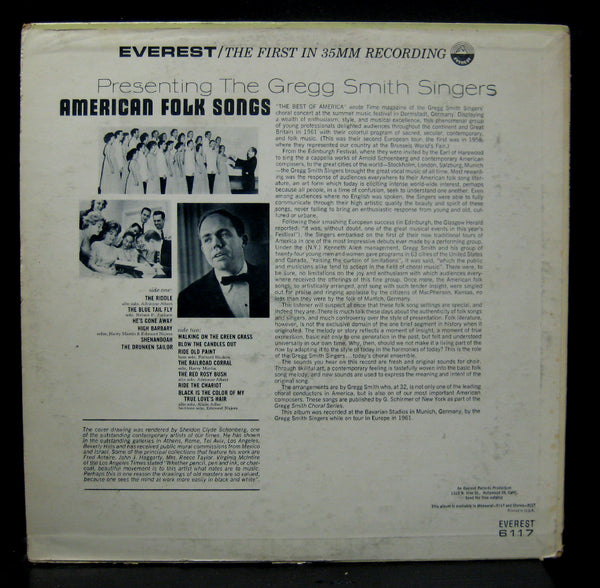 Gregg Smith Singers American Folk Songs LP VG+ LPBR 6117 Mono Everest USA 1964 - Shuga Records