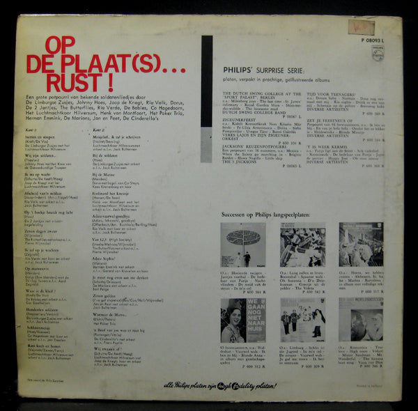 Various Op De Plaat(s)... Rust! LP VG P 08093 Philips Mono Vinyl Record - Shuga Records