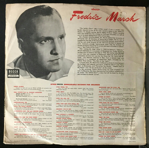 Oscar Wilde The Selfish Giant 78RPM VG 1946 USA Decca C.U. 116 RARE - Shuga Records