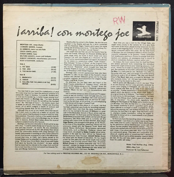 Montego Joe Arriba Con LP VG+ 1964 Stereo USA Prestige PRST 7336 Afro-Cuban Jazz - Shuga Records