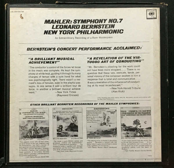 Leonard Bernstein Mahler Symphony No. 7 USA 2 Lp 1966 Stereo 360 CBS M2S 739 - Shuga Records
