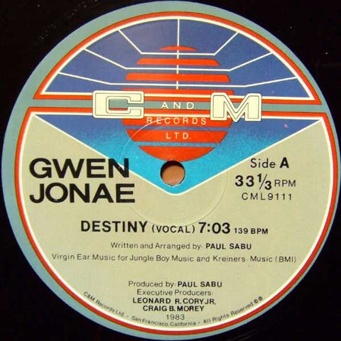 Gwen Jonae ‎– Destiny - VG+ 12" Single 1983 USA - Synth-Pop