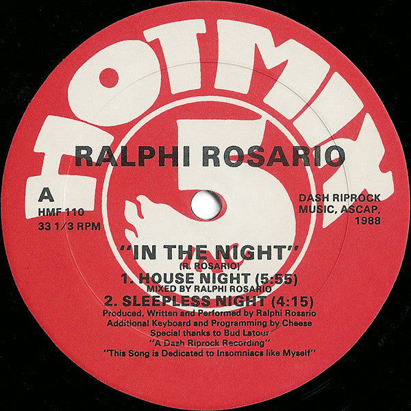 Ralphi Rosario - In The Night - VG+ 12" Single USA 1998 - Chicago House