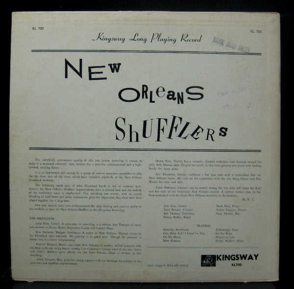 New Orleans Shufflers LP VG+ KL 700 Kingsway Vinyl 1955 Mono USA RARE Jazz - Shuga Records