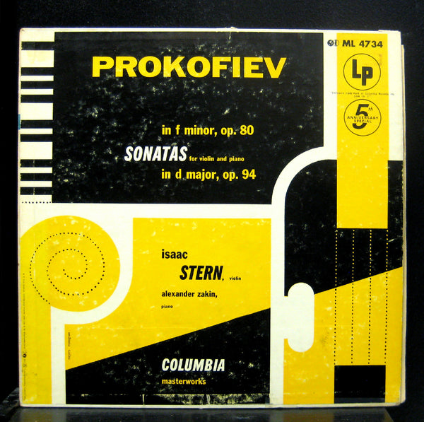 Isaac Stern & Zakin Prokofiev Violin Sonatas LP VG+ ML 4734 Mono 1953 ED1 USA - Shuga Records