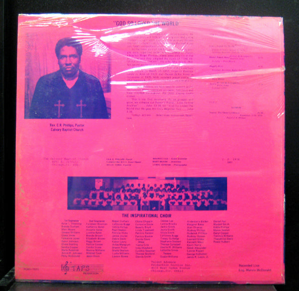 Rev. C.R. Phillips Calvary Baptist Church - God So Loved The World - Mint- LP Record 1976 aps Production USA Vinyl - Chicago Gospel / Sermon - Shuga Records