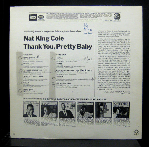 Nat King Cole Thank You, Pretty Baby LP VG+ ST 2759 Capitol Stereo 1967 USA Jazz - Shuga Records