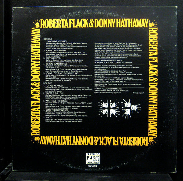 Roberta Flack & Donny Hathaway LP Mint- SD 7216 Stereo USA 1972 Original Press - Shuga Records