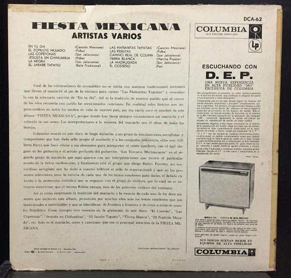 Various - Fiesta Mexicana Con Mariachis - VG LP Record 1950s CBS Columbia Vinyl - Mariachi / Latin - Shuga Records