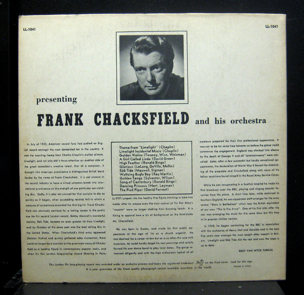 Frank Chacksfield Vol. 1 LP VG+ LL 1041 London ffrr Mono Canada Mono - Shuga Records
