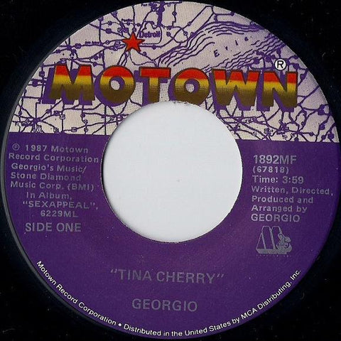 Georgio- Tina Cherry / Menage A Trois- VG+ 7" SIngle 45RPM- 1987 Motown USA- Electro/Funk