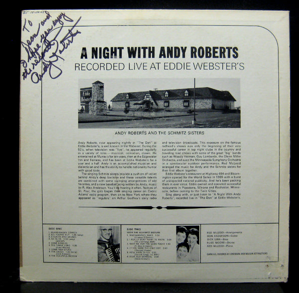 Andy Roberts & The Schmitz Sisters A Night With LP VG+ Private Minnesota Twins - Shuga Records