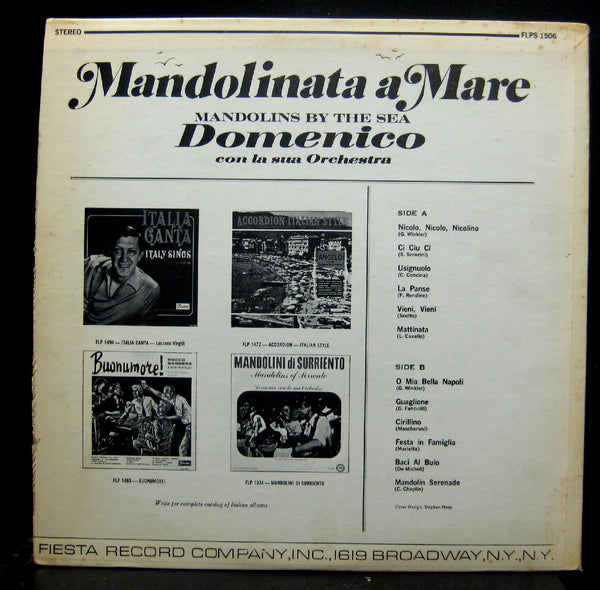 Domenico Con La Sua Orchestra Mandolinata A Mare LP VG+ Stereo Vinyl 1963 - Shuga Records