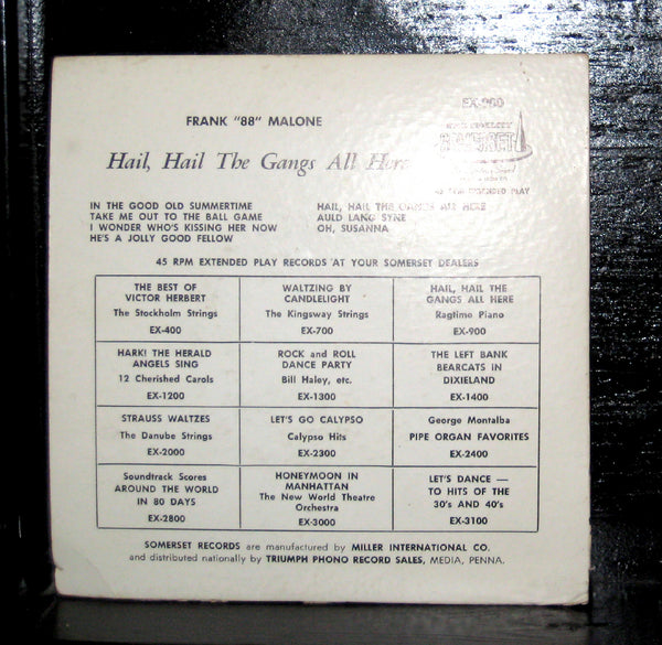 Frank "88" Malone - Hail, Hail the Gangs All Here! VG 7" Vinyl 45 Record 1958 US - Shuga Records