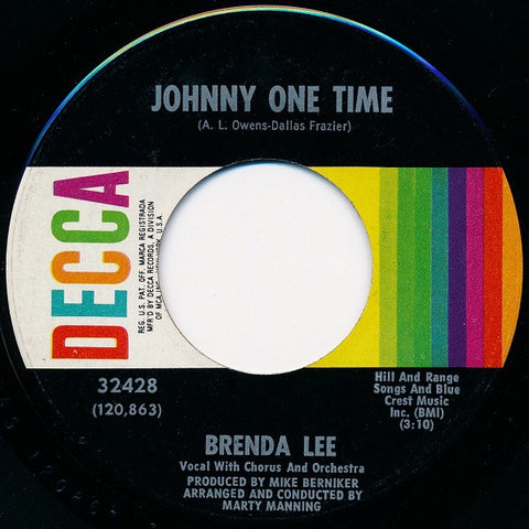 Brenda Lee ‎– Johnny One Time - M- 7" Single 45RPM 1968 Decca USA - Pop / Folk