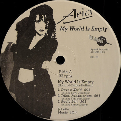 Aria - My World Is Empty Mint- - 12" Single 1992 Speed USA - House
