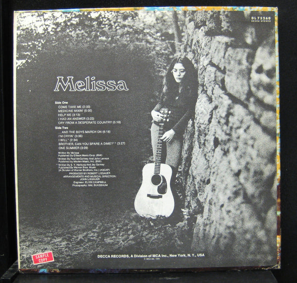 Melissa - Melissa - Mint- LP Record 1970 Decca Stereo Vinyl - Psychedelic Rock - Shuga Records