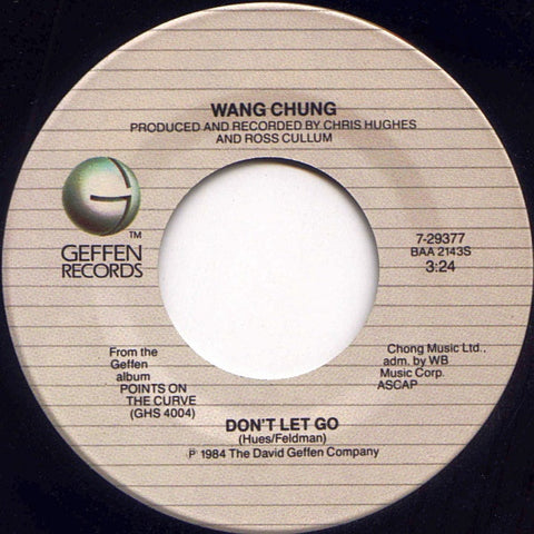 Wang Chung ‎– Don't Let Go - VG+ 45rpm 1984 USA - Synth-Pop