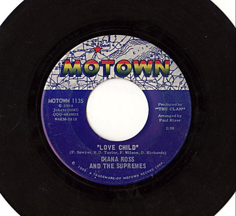 Diana Ross And The Supremes - Love Child / Will This Be The Day - VG+ 7" Single 45RPM 1968 Motown USA - Funk / Soul