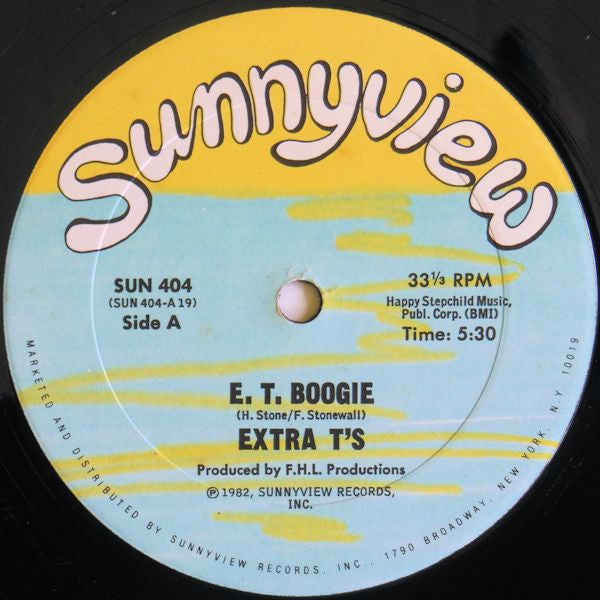 Extra T's ‎- E. T. Boogie - VG+ 12" Single Record 1982 Sunnyview USA Vinyl - Hip Hop / Electro - Shuga Records