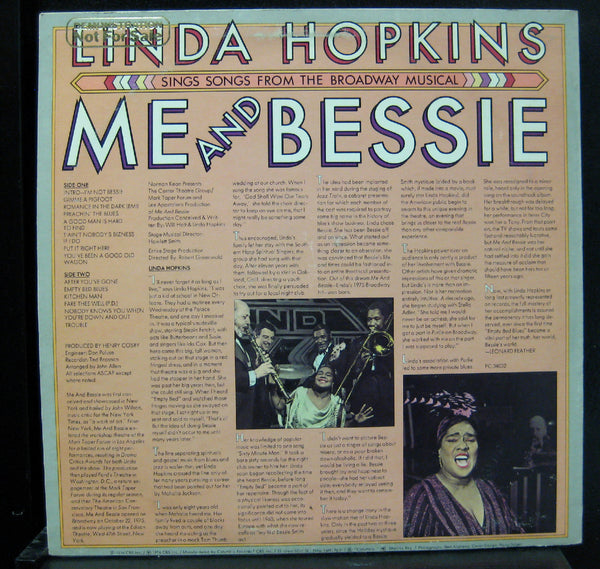 Linda Hopkins - Me And Bessie LP VG+ PC 34032 CBS WLP Promo 1976 Vinyl Record - Shuga Records