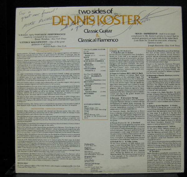 Dennis Koster - Classic Guitar & Classical Flamenco LP Mint- 1981 Vinyl Record - Shuga Records