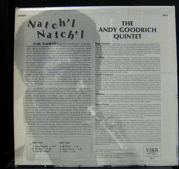 The Andy Goodrich Quintet - Natch'l Natch'l - VG+ LP Record 1970s VIKK USA Vinyl - Chicago Jazz / Jazz-Funk - Shuga Records