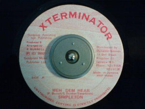 Simpleton - Weh Dem Hear / Version - VG 7" Single 45rpm 1992 XTerminator Jamaica - Reggae