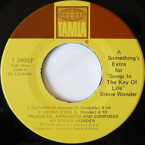 Stevie Wonder - A Something Extra For  "Songs In The Key Of Life" -  VG  7" 45 Bonus EP Record - Funk / Soul