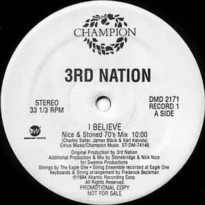 3rd Nation ‎– I Believe - VG+ 2x 12" Single Promo 1994 Champion USA - House