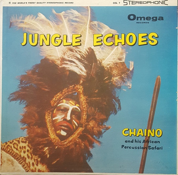 Chaino And His African Percussion Safari ‎– Jungle Echoes - VG+ Lp Record 1959 Omega USA Stereo Vinyl - World / African / Afrobeat