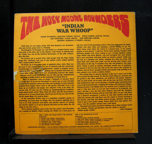 The Holy Modal Rounders - Indian War Whoop - VG+ LP Record 1967 ESP-Disk USA Original Vinyl - Psychedelic Rock / Avantgarde / Blues / Folk - Shuga Records