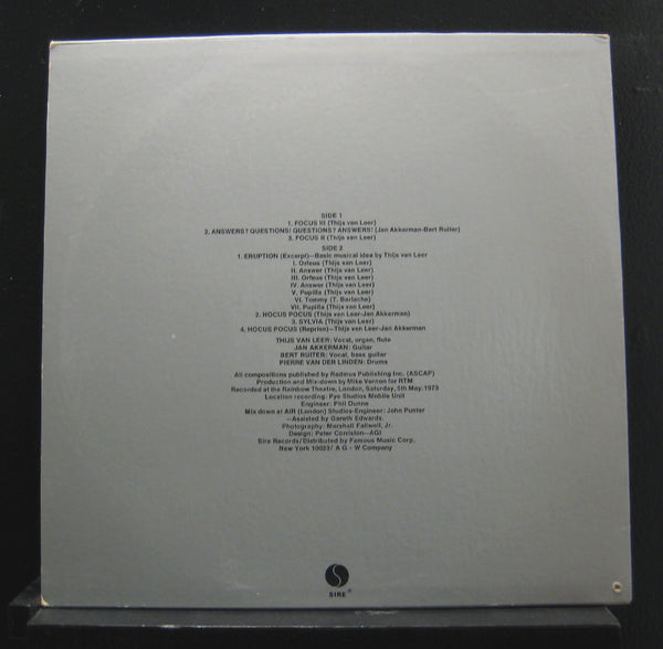Focus - Live At The Rainbow LP Mint- SAS-7408 Sire Stereo 1973 USA Vinyl Record - Shuga Records