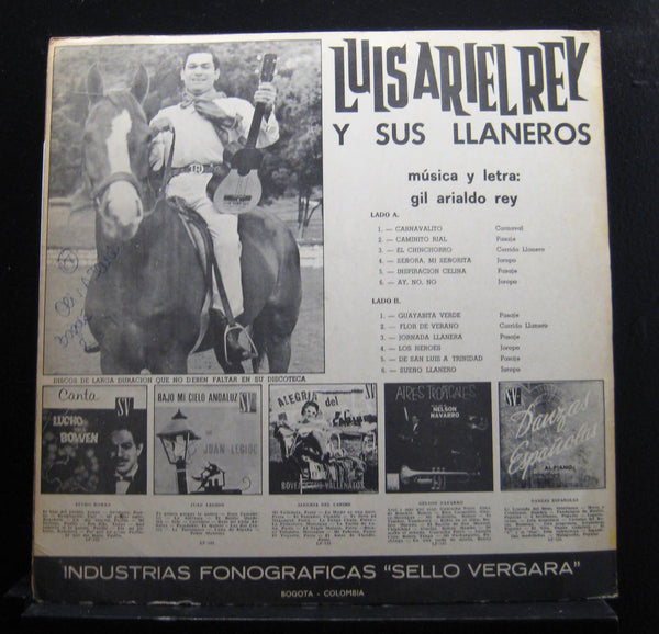 Luis Ariel Rey - Y Sus Llaneros - VG LP Record 1972 Sello Vergara Colombia Vinyl - Colombian Folk - Shuga Records