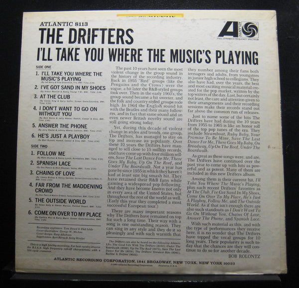 The Drifters - I'll Take You Where The Music's Playing - VG LP Record 1965 Atlantic USA Mono Original Vinyl - Soul / Rhythm & Blues - Shuga Records