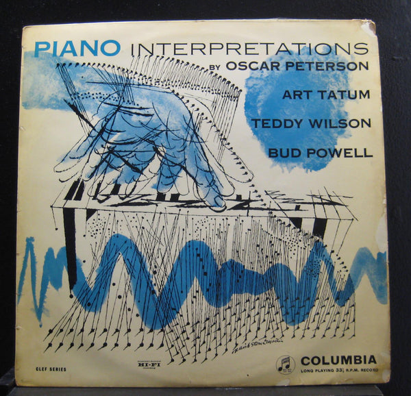 Oscar Peterson, Art Tatum, Teddy Wilson, Bud Powell - Piano Interpretations - VG+ (VG-9 cover) LP Record 1956 Columbia Clef Series UK Mono Original Vinyl & David Stone Martin Cover Art - Jazz / Bop / Swing - Shuga Records