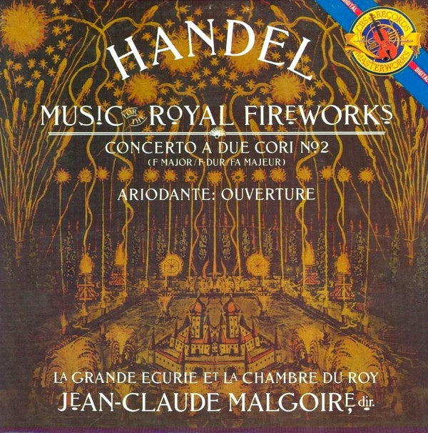 Georg Friedrich Handel, La Grande Ecurie Et La Chambre Du Roy, Jean-Claude Malgoire - Music For The Royal Fireworks - Mint- 1986 CBA USA - Classical / Baroque