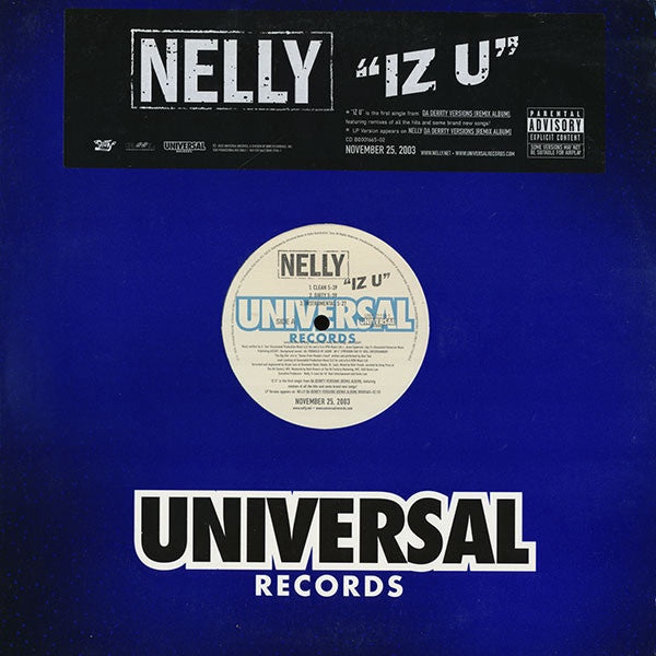 Nelly ‎– Iz U - VG+ 12" Single Promo 2003 USA - Hip Hop - Shuga Records