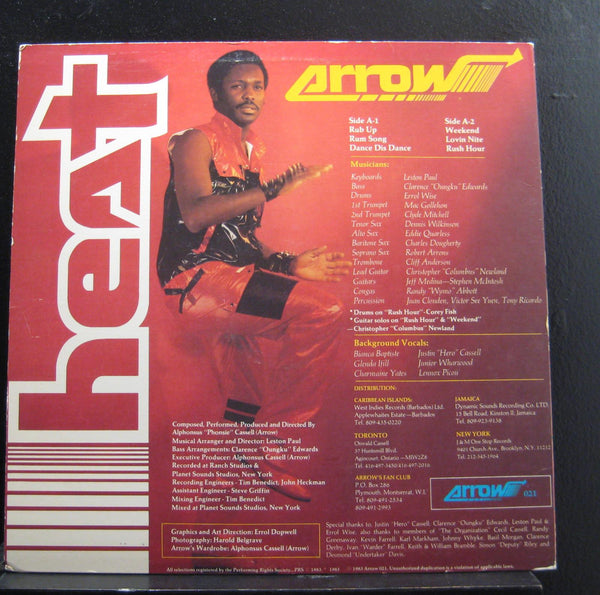Arrow - Heat - VG+ LP Record 1983 Dynamic Sounds Jamaica Vinyl - Soca / Reggae - Shuga Records
