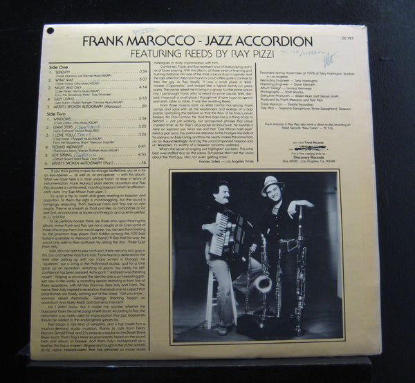Frank Marocco Ft Reeds By Ray Pizzi - Jazz Accordion LP Mint- DS-797 1979 Record - Shuga Records