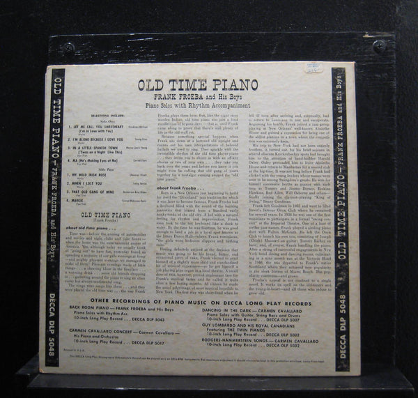 Frank Froeba And His Boys - Old Time Piano 10" LP VG DL 5048 Mono 1949 Record - Shuga Records