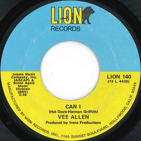 Vee Allen - Can I / Cheating Is A No No VG- - 7" Single 45RPM 1973 Lion USA - Funk/Soul