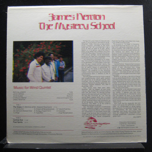James Newton - The Mystery School - VG+ LP Record 1980 India Navigation USA Vinyl - Jazz / Free Jazz - Shuga Records