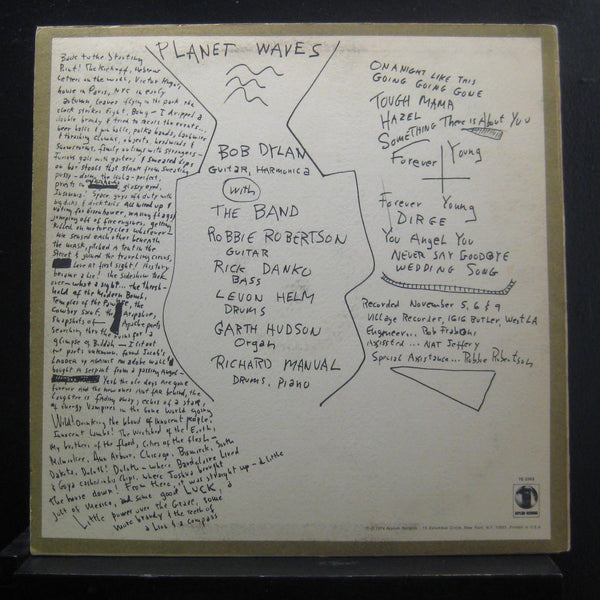 Bob Dylan - Planet Waves - VG+ LP Record 1974 Asylum USA Original Vinyl & Insert - Rock / Folk Rock / Classic Rock - Shuga Records