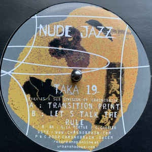 G. La Tortue & C. Carrier ‎– Nude Jazz - Mint- - 12" Single Record - 2001 France Taka Vinyl - Techno / Tech House